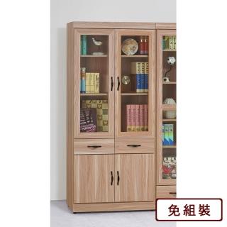 【AS雅司設計】莉拉四門兩抽浮雕原切橡木色書櫃-80x33x180cm兩色可選