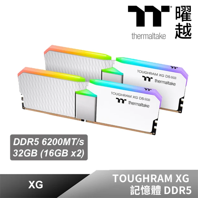 Thermaltake 曜越 鋼影TOUGHRAM XG RGB D5 記憶體 DDR5 6200MT/s 32GB-16GBx2-白(RG34D516GX2-6200C32B)