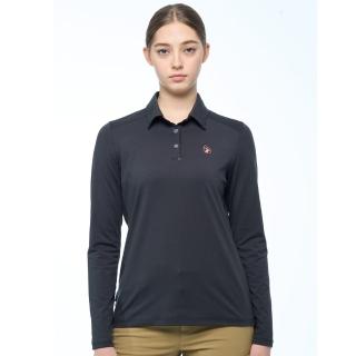 【Wildland 荒野】女彈性雙色磨毛POLO保暖衣(黑色)