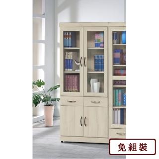 【AS雅司設計】莉拉四門兩抽白栓木色書櫃-80x33x180cm兩色可選
