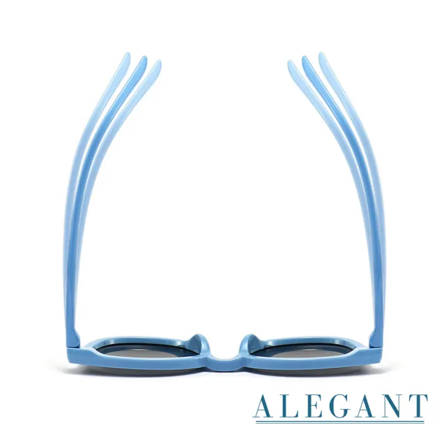 【ALEGANT】輕旅童遊初生藍兒童專用輕量矽膠彈性太陽眼鏡(UV400圓框偏光墨鏡)