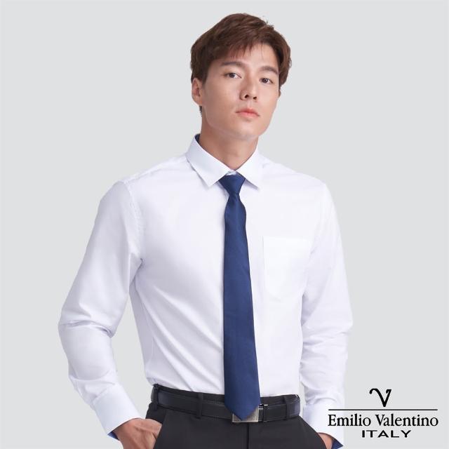 【Emilio Valentino 范倫提諾】嫘縈混紡長袖襯衫(白)