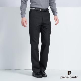 【pierre cardin 皮爾卡登】商務休閒 男款 彈性平口休閒長褲-黑色(5225872-99)