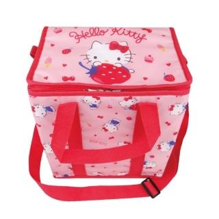 【小禮堂】HELLO KITTY 尼龍箱型保冷袋 - 粉草莓(平輸品) 凱蒂貓