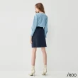 【iROO】時尚抽繩牛仔拼接洋裝