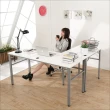【BuyJM】MIT低甲醛木紋白L型160+80公分附線孔蓋穩重工作桌(電腦桌)
