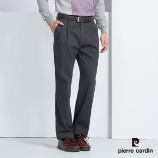 【pierre cardin 皮爾卡登】商務休閒 男款 彈性打摺休閒長褲-灰色(5225875-96)