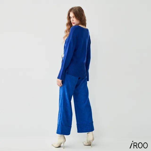 【iROO】氣質經典時尚長寬褲