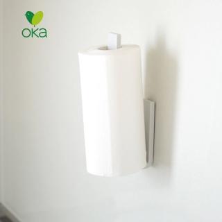 【日本OKA】PLYS base無痕貼掛式廚房紙巾架-2色可選(廚房用紙巾掛架吊掛紙巾架擦手紙架)