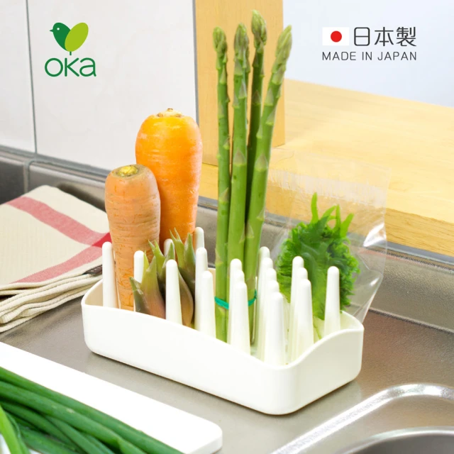 【日本OKA】Vegi mage日製直立式蔬菜保存收納架2色可選蔬菜保存站立架長形蔬菜保鮮神器蔬菜收納架 雙1