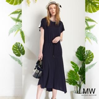 【MAGIQUE WARDROBE】羅紋圓領抽繩休閒洋裝(2色)