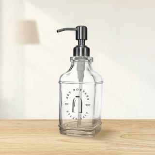 【收納家】亮面玻璃不鏽鋼按壓分裝瓶｜500ml 2入組(空瓶 塑膠瓶 乳液瓶 沐浴乳分裝瓶)