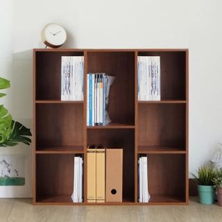 【EASY HOME】加厚八隔直橫兩用收納櫃-胡桃色(書櫃 日式書櫃 收納櫃 雜誌櫃 檔案櫃)