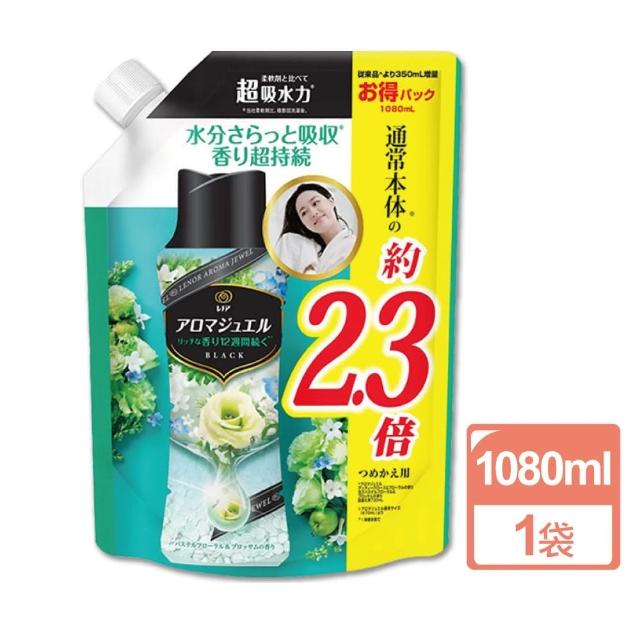 【日本P&G】衣物持久留香約12週顆粒香香豆-翡翠綠彩花香-綠袋1080ml大容量補充包(洗衣球平輸品)