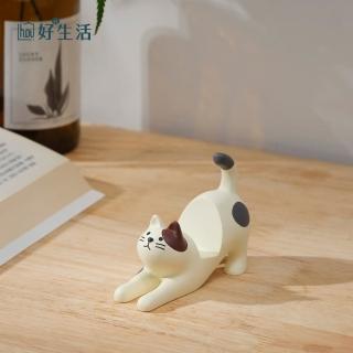 【hoi! 好好生活】療癒系貓咪伸懶腰造型手機架-三花貓