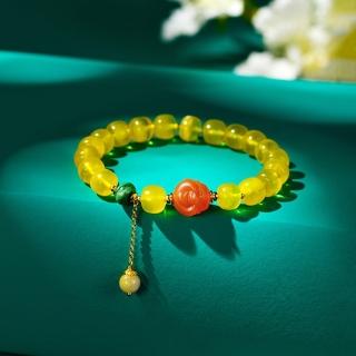 【巴黎精品】現貨+預購 蜜蠟手鍊翡翠女手珠平安擋煞防小人轉運淨化招財開運(925純銀鍍金南紅彌勒佛p1ax5)