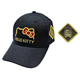 【HELLO KITTY】凱蒂貓~Hello Kitty刺繡金框蝴蝶結黑色親子棒球帽(正廠原版臺灣授權)