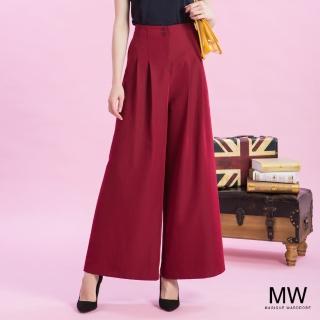 【MAGIQUE WARDROBE】高腰打褶雙釦長版寬褲(2色)