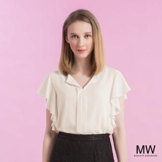 【MAGIQUE WARDROBE】V領荷葉滾邊雪紡上衣(2色)
