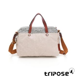 【tripose】漫遊系列巖紋雙拉鍊手提斜背包(沙漠灰)