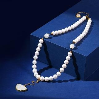 【巴黎精品】現貨+預購 珍珠項鍊和闐玉吊墜(9mm天然淡水珍珠女飾品p1ax13)