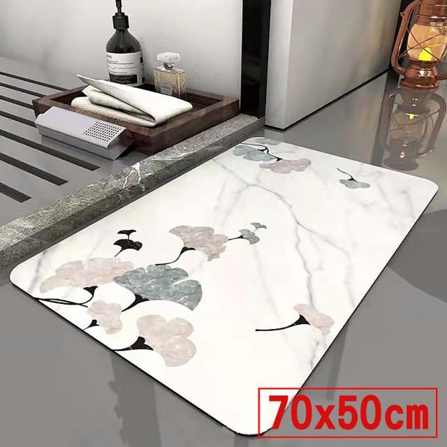 【心靈捕手嚴選】軟式硅藻土地墊/吸水地墊/浴室防滑地墊(70x50cm-2入)