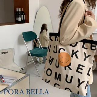 【Porabella】時尚帆布托特包 新款個性氣質大容量包 肩背帆布包 通勤族最愛 Tote Bags