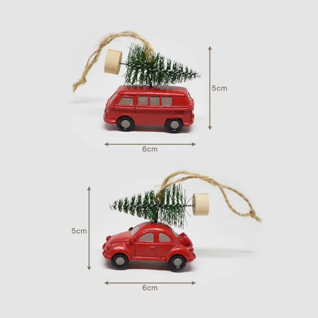 【YU Living 信歐傢居】聖誕掛飾汽車廂型車六件組 聖誕樹掛件(六件一組/紅色/汽車+廂型車)