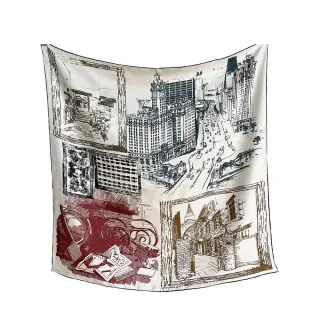 【Jun Jun】特價 真絲斜紋綢大方巾 絲巾 88x88cm(時尚大道)