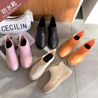 【baibeauty 白鳥麗子】日系俏皮襪套鋸齒厚底短靴(雨鞋)