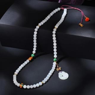 【巴黎精品】現貨+預購 白玉項鍊龍牌吊墜(7mm南紅翡翠毛衣鍊女飾品p1ax67)