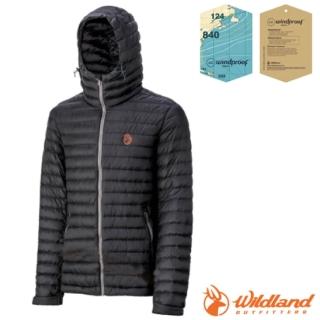【Wildland 荒野】男款 輕時尚連帽羽絨外套 保暖係數高達700FP.夾克(0A32112-54 黑)