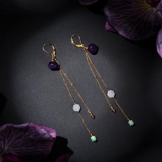 【巴黎精品】現貨+預購 紫水晶耳環925純銀耳圈(翡翠白玉流蘇鍍金女飾品p1ax55)