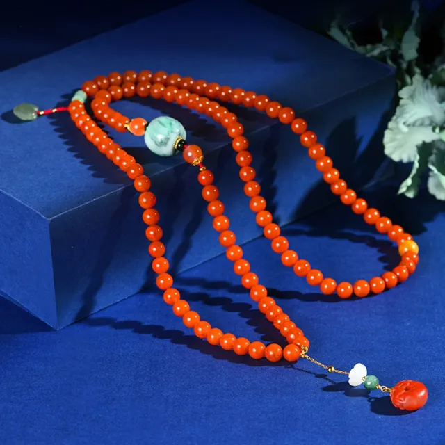 【巴黎精品】現貨+預購 南紅項鍊翡翠吊墜(108顆7.5mm串珠毛衣鍊女飾品p1ax9)