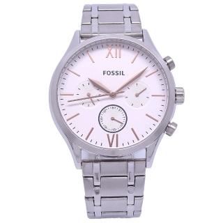 【FOSSIL】FOSSIL 美國最受歡迎頂尖運動時尚三眼造型腕錶-白麵-BQ2468M