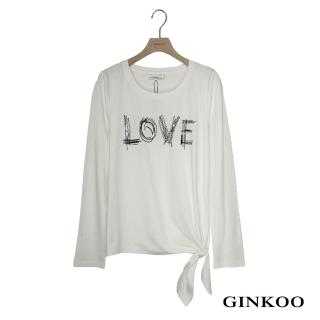 【GINKOO 俊克】LOVE標語下襬綁帶上衣