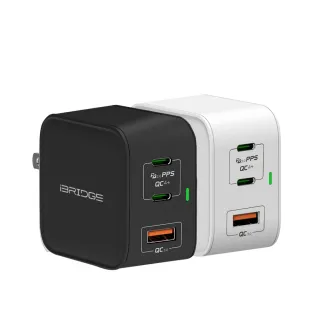 【iBRIDGE】65W GaN氮化鎵 USB-C/USB-A 三孔PD/QC快速充電器(IBC010)