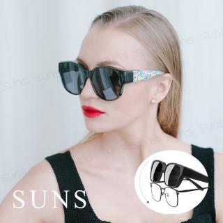 【SUNS】時尚花漾圓框墨鏡/可套鏡 Polarized偏光太陽眼鏡 臺灣製(抗UV400/可套鏡/防眩光/遮陽)