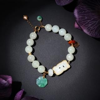 【巴黎精品】現貨+預購 天然白玉手鍊925純銀吊墜(8mm翡翠八卦南紅女飾品p1ax63)