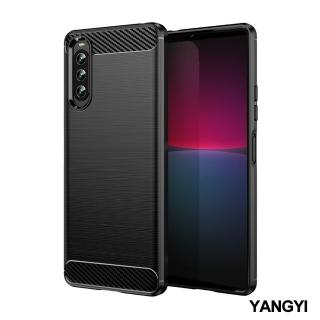 【YANG YI 揚邑】Sony Xperia 10 IV 碳纖維拉絲紋軟殼散熱防震抗摔手機殼-黑