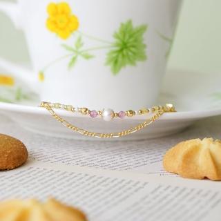【Ficelle】帶來幸福 蛋白草莓晶 K金 呼喊愛情手鍊(輕珠寶 天然石 磁場 開運 設計款 手工製作)