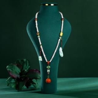 【巴黎精品】現貨+預購 珍珠項鍊南紅吊墜(108顆6mm翡翠蜜蠟女飾品p1ax36)