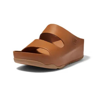 【FitFlop】SHUV TWO-BAR LEATHER SLIDES 簡約造型全皮革雙帶涼鞋-女(淺褐色)