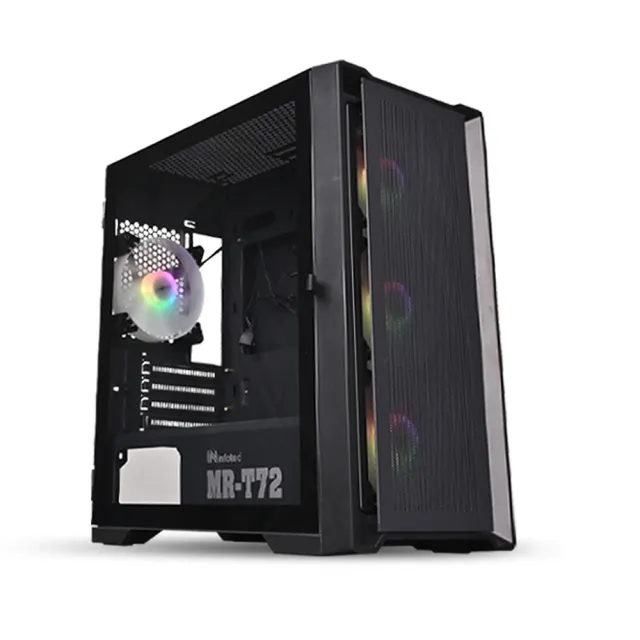【infotec】幻彩ARGB 4風扇 USB3.0 電競機殼(全開玻璃磁吸側板+燈光關開鍵)