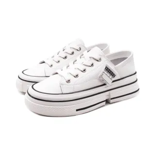 【WALKING ZONE】女 超纖皮革增高厚底小白鞋 休閒鞋 女鞋(白)