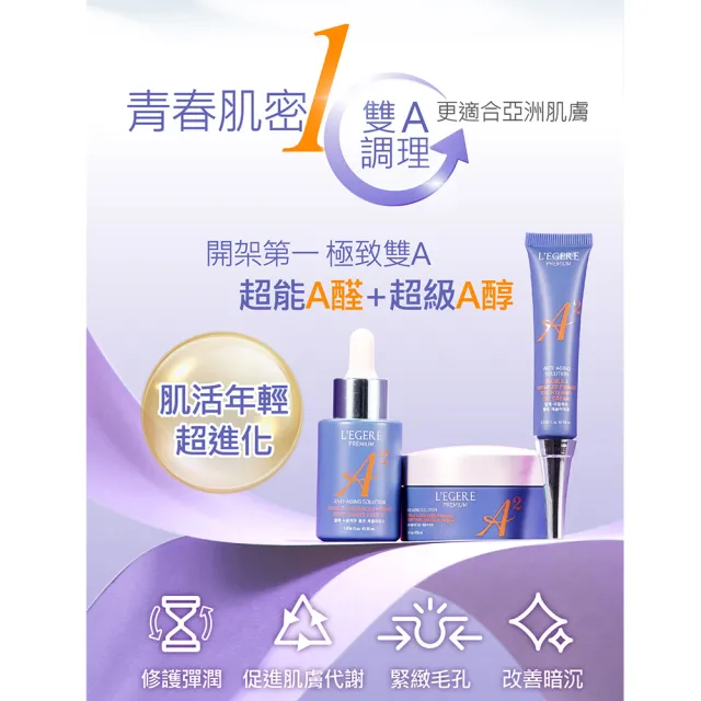 【LEGERE 蘭吉兒】極致雙A緊緻提亮精華霜(50ml 雙A調理： A醛+A醇)