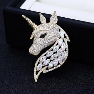 【巴黎精品】現貨+預購 胸針獨角獸胸花(鋯石絢麗動物別針女飾品2色p1ao92)