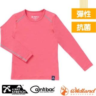 【Wildland 荒野】女童輕量鍺纖維親膚保暖衣.長袖衛生衣.內搭衣(W2669-16 蜜粉紅)