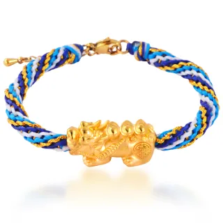 【福西珠寶】9999黃金手鍊 三顆元寶貔貅編織手繩(金重0.61錢+-0.03錢)