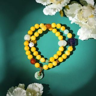 【巴黎精品】現貨+預購 蜜蠟手鍊平安扣吊墜(8mm翡翠珍珠紫水晶南紅女飾品p1ax86)
